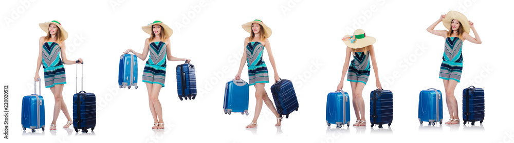 Woman going to summer vacation isolated on white Woman going to summer vacation isolated on white