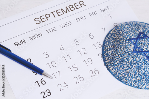 September calendar with kippah