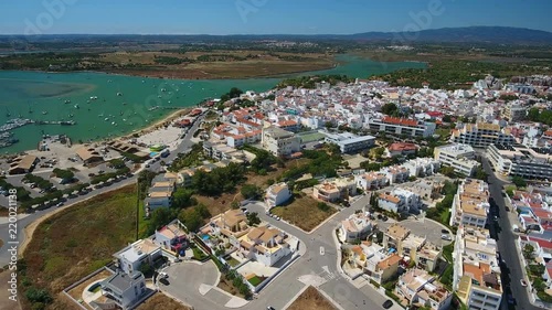 Aerial view, above the town of Alvor, the harbor. photo