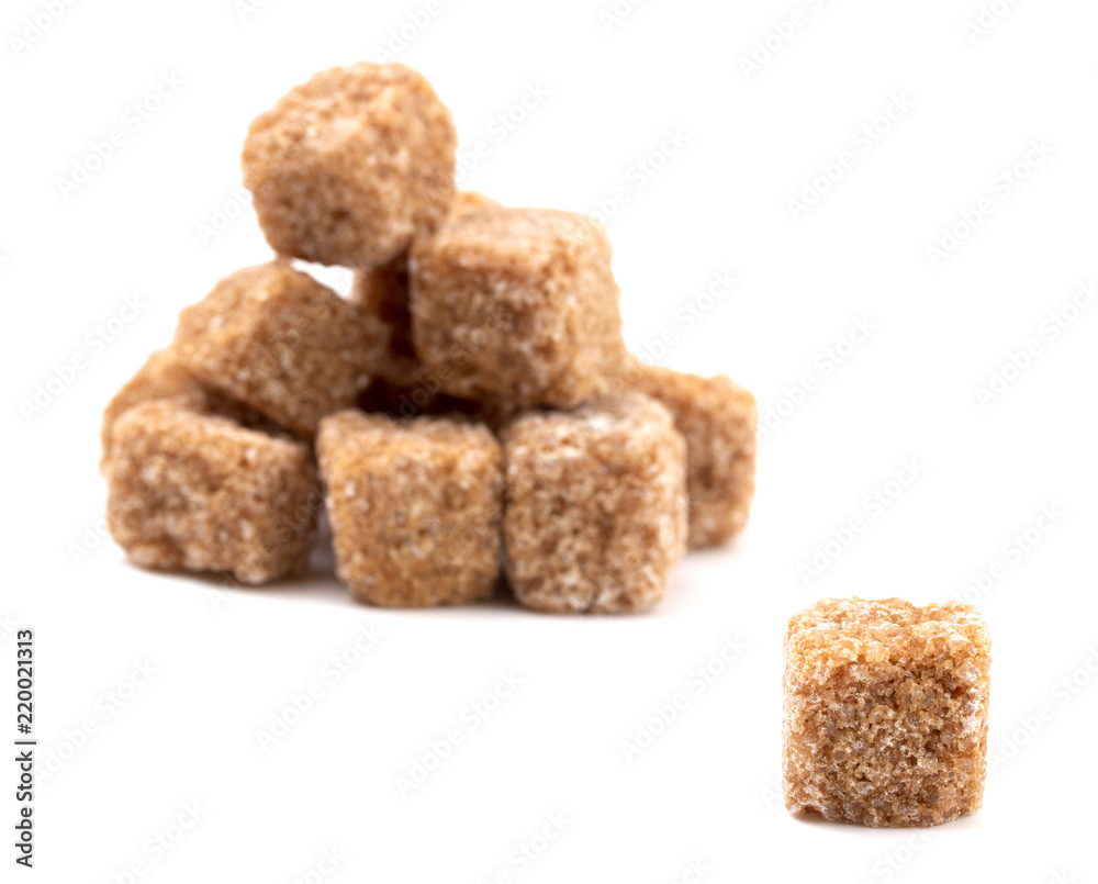 Brown Sugar Cubes on a White Background