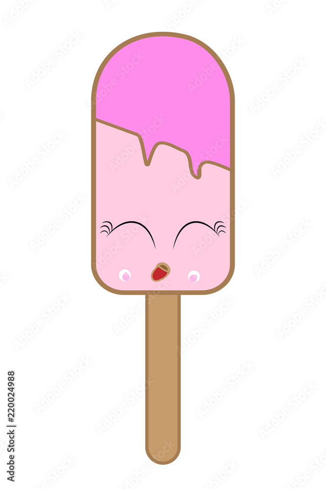 ice cream on a wooden stick cartoon. Vector ice cream on a wooden stick cartoon. Vector