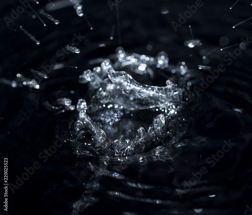 crown formed by a water spray on a black background