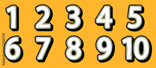 数字 白に黒のフチ取り