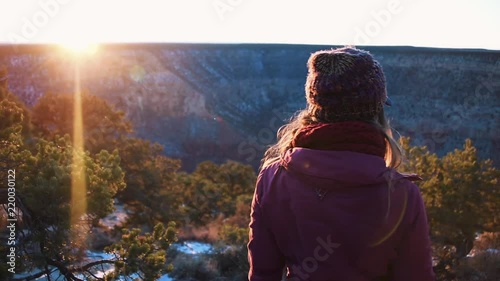 Woman Watches Sunset at Grand Canyon