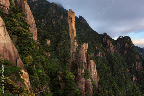Sanqingshan, Mount Sanqing National Park - Jiangxi Province, China. National Geopark and Sacred Taoist Mountain, UNESCO World Heritage. Chinese Giant Boa Natural Stone Formation, Python Snake Rock