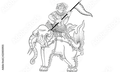 Thai traditional painting in temple, vector