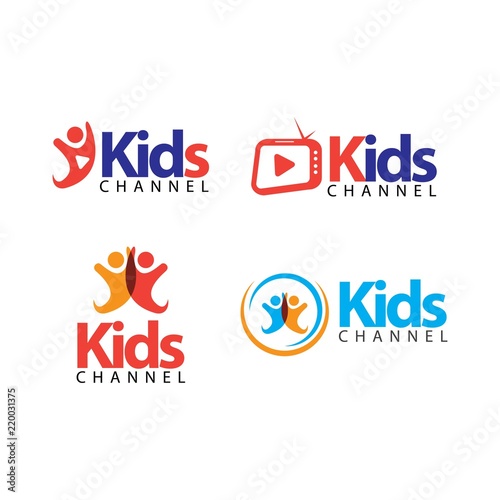 Kids Channel Logo Vector Template Design Illustration