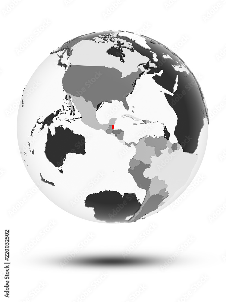 Obraz premium Belize on political globe