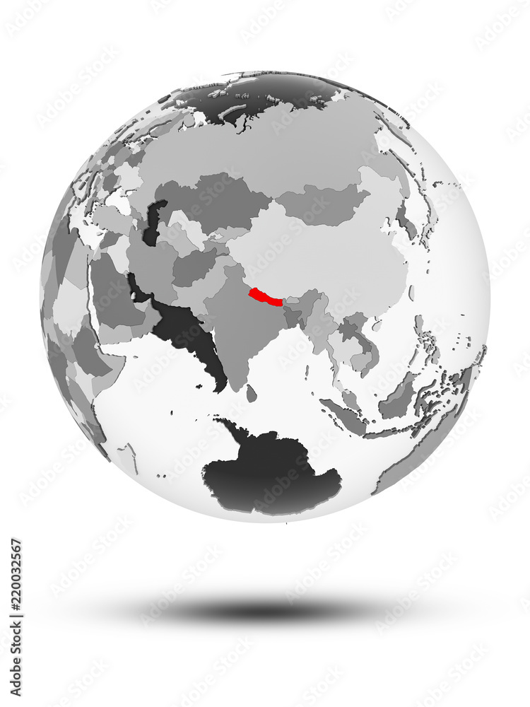 Fototapeta premium Nepal on political globe