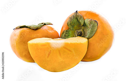 fresh ripe persimmons isolated on white background