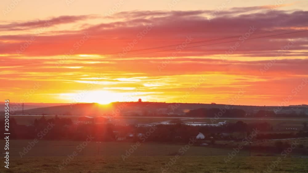 Horizontal view of a colourful sunset over the airport time lapse in HD Horizontal view of a colourful sunset over the airport time lapse in HD
