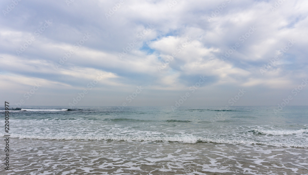 Fototapeta premium Sandy beach at mediterranean sea in Israel.