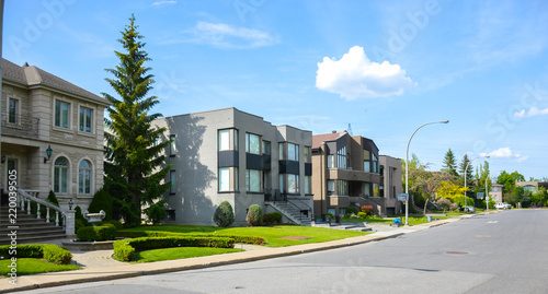 Luxury house in Montreal, Canada against blue sky