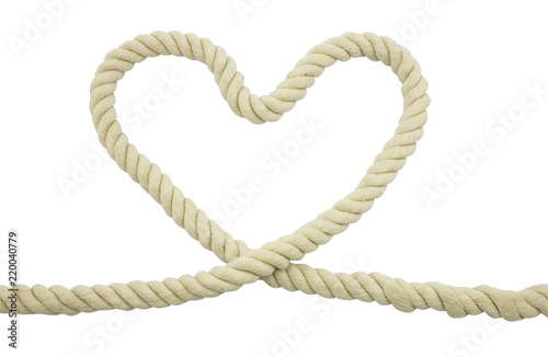 Heart-shaped is ropes isolated on white background