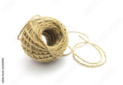 rope sack roll brown color on white background