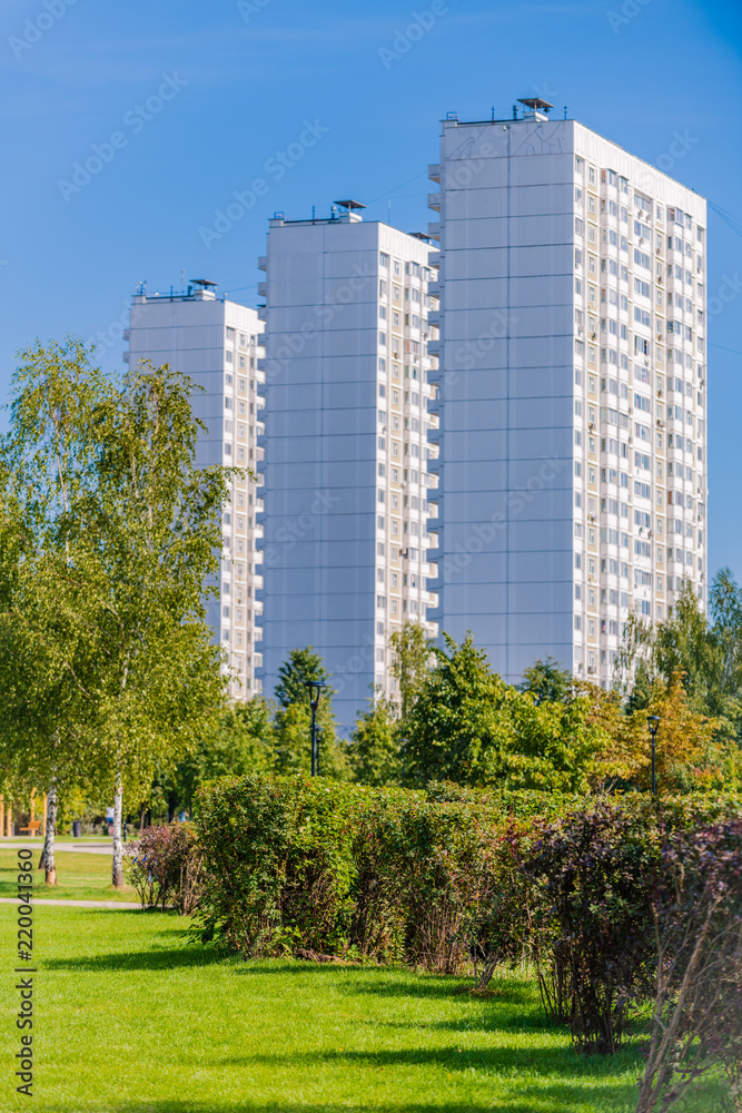 Beautiful city park in South Butovo. Moscow. Russia