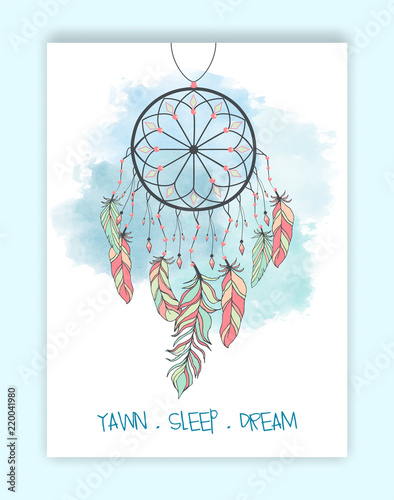  Hand drawn native american dream catcher beads vector image.