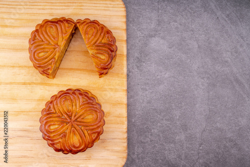 Mooncakes in a gray background