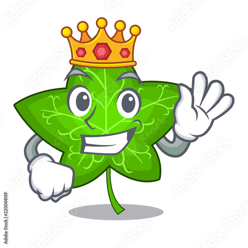 King mascot cartoon beautiful ivy leaf plant