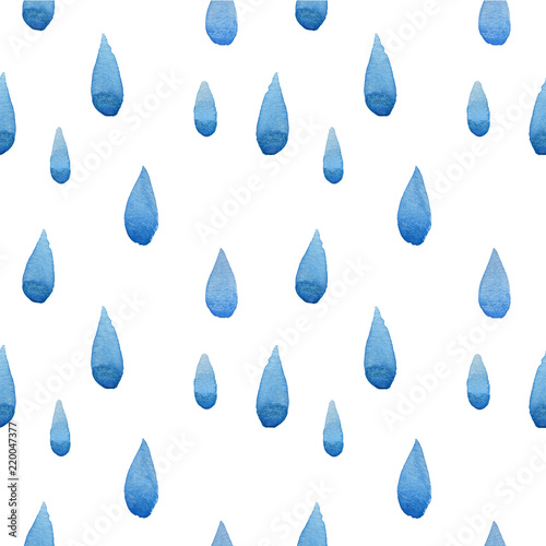 Seamless pattern, blue raindrop, waterdrop, or tear