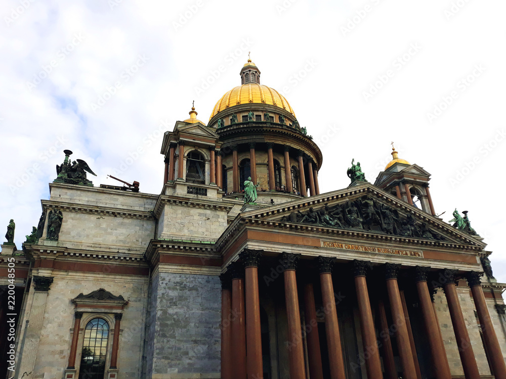 Saint Petersburg, Russia - August 4, 2018: Saint Isaac's Cathedral or Isaakievskiy Sobor, the largest Russian Orthodox cathedral in Saint Petersburg