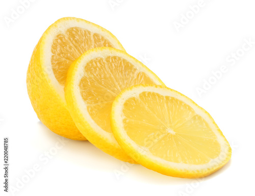 healthy food. sliced lemons isolated on white background