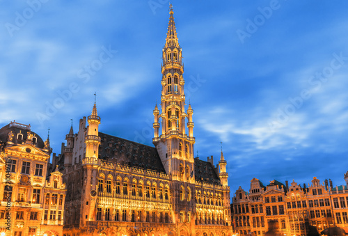 Brussels   Grand place  in summer twilight  Belgium