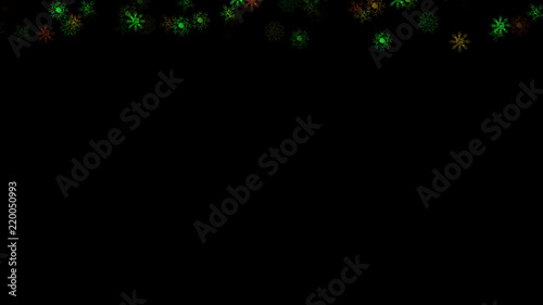 Abstract background with a variety of colorful snowflakes. Big and small.