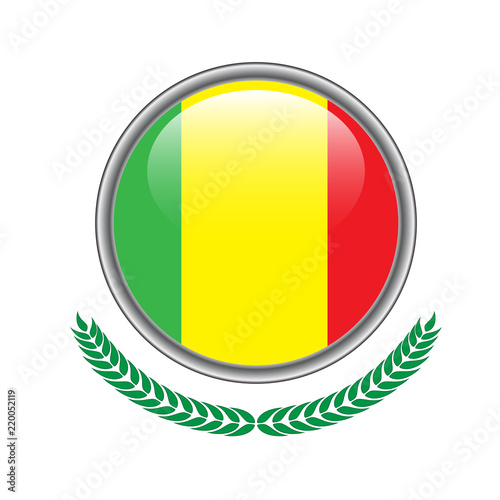 mali flag button. mali flag icon. Vector illustration of mali flag on white background.