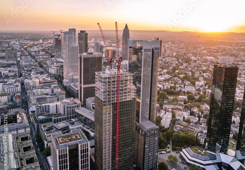 Aerial of the financial district in Frankfurt  Germany - Europe