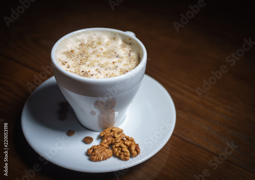 Coffee drinks on a black background. Coffee on a black table. Cold coffee. Latte. Cappuccino. Espresso. Coffee cocktails. Milkshakes. Whipped cream. Barista