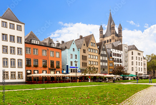 Rhine garden and Cologne Cathedral in summer ,Germany