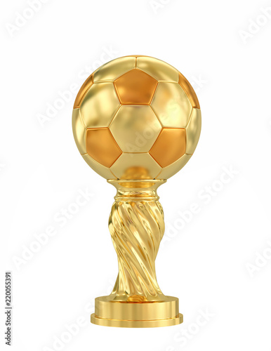 Golden cup with golden ball, clipping path included