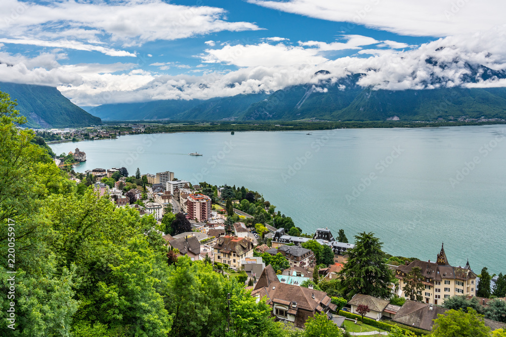 Switzerland, Montreux and lake Leman view