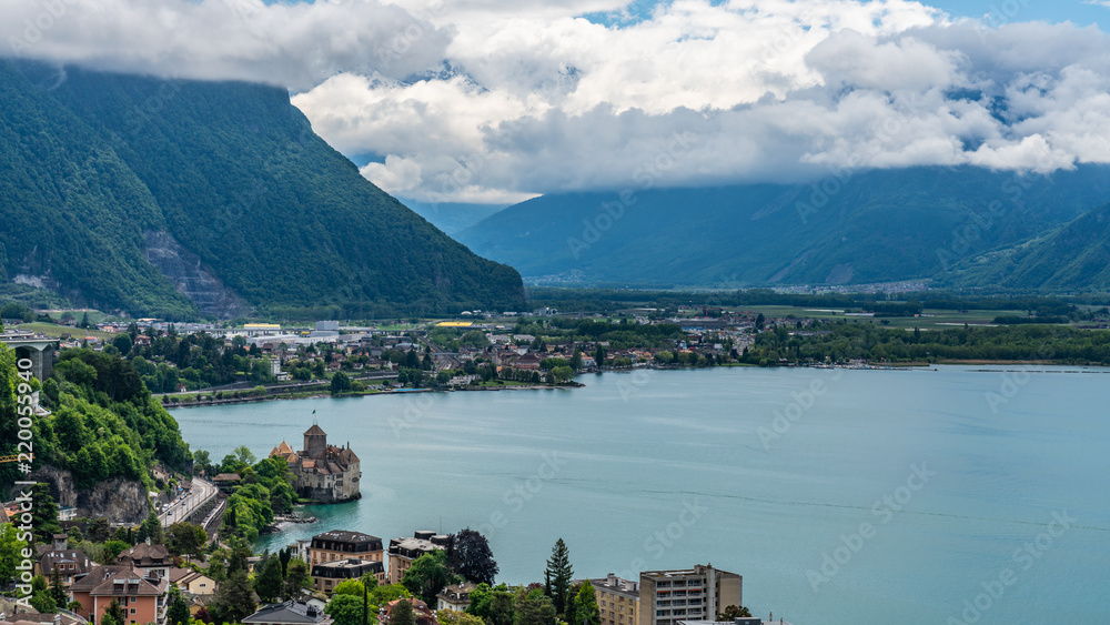 Switzerland, Montreux and lake Leman view