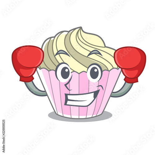 Boxing cake meringue with in character cartoon