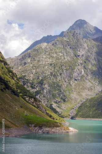 Il Lago del Barbellino, bacino artificiale situato sopra Valbondione, in alta Valle Seriana, sulle Prealpi Orobie Bergamasche.