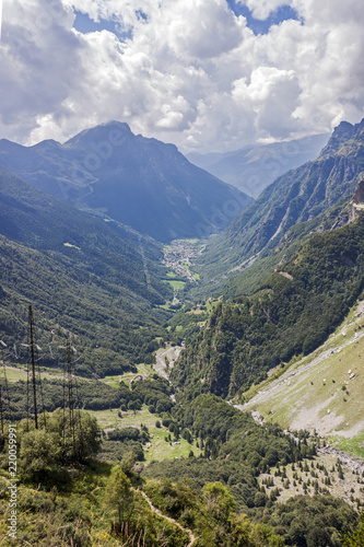Una veduta di Valbondione  in alta Valle Seriana  sulle Prealpi Orobie Bergamasche.