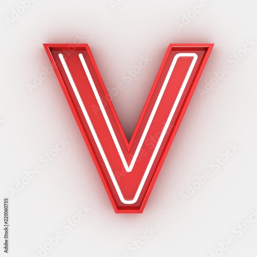 red neon sign alphabet 3d render