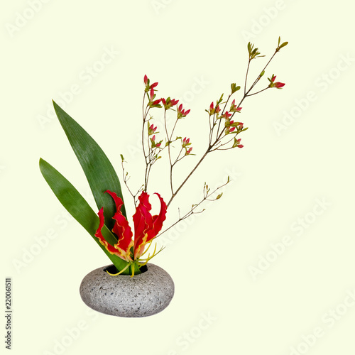 Ikebana mit Flammen-Lilie