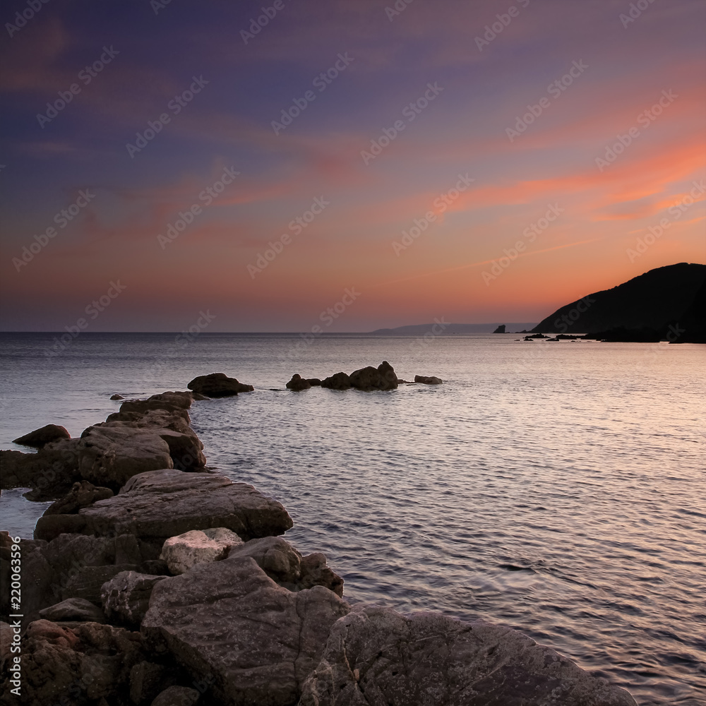 Sunset over Looe Island from Portwrinkle, Cornwall Sunset over Looe Island from Portwrinkle, Cornwall