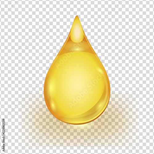 Oil gold drop isolated on transparent background