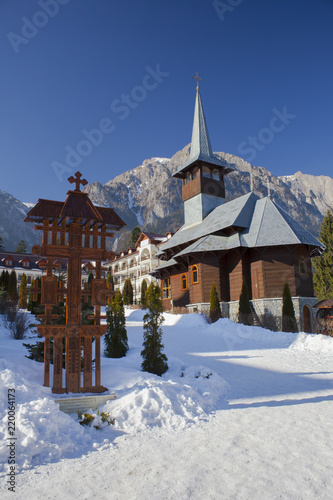 Wallpaper Mural Caraiman church in winter landscape. Romania
 Torontodigital.ca