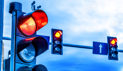 Traffic lights over urban intersection