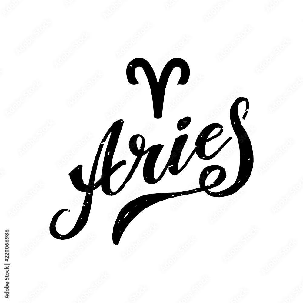 Aries lettering Calligraphy Brush Text horoscope Zodiac sign Aries lettering Calligraphy Brush Text horoscope Zodiac sign