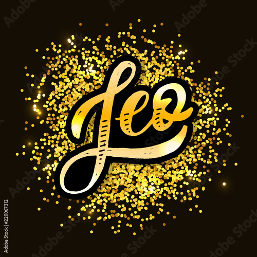 Leo lettering Calligraphy Brush Text horoscope Zodiac sign