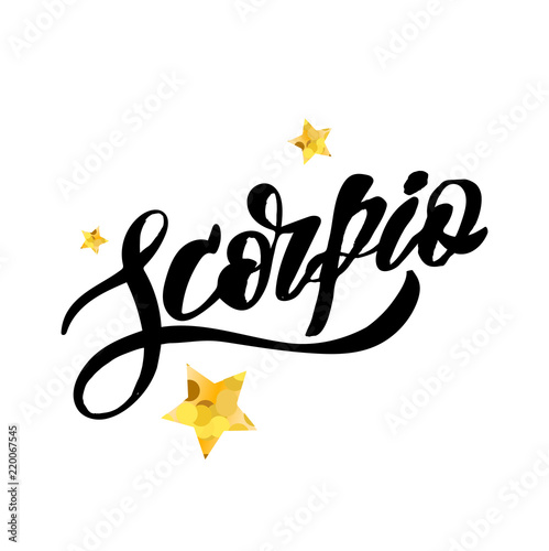 Scorpio lettering Calligraphy Brush Text horoscope Zodiac sign