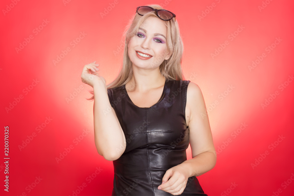 Fashion portrait blonde woman in autumn style Fashion portrait blonde woman in autumn style