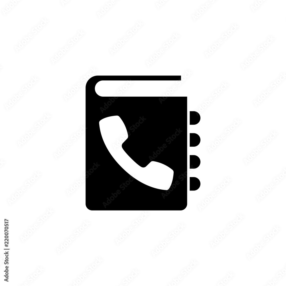 Phone Book. Flat Vector Icon illustration. Simple black symbol on white background. Phone Book sign design template for web and mobile UI element