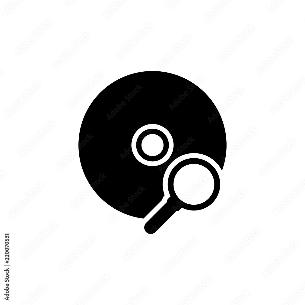 CD Scan, Data Search. Flat Vector Icon illustration. Simple black symbol on white background. CD Scan, Data Search sign design template for web and mobile UI element CD Scan, Data Search. Flat Vector Icon illustration. Simple black symbol on white background. CD Scan, Data Search sign design template for web and mobile UI element